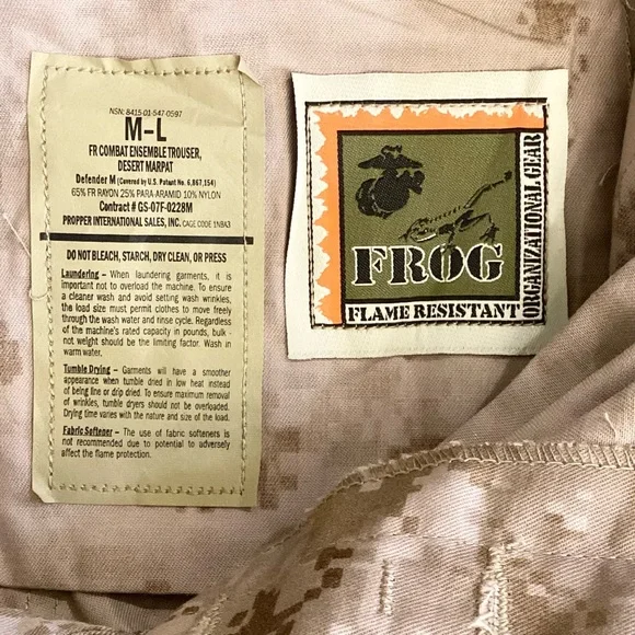 USMC M-L NWT Desert MARPAT FROG Combat Trousers Flame Resistant Camo Med Long